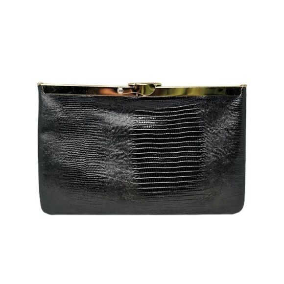 Vintage Etra Black Lizard Convertible Clutch Bag | 70+ Years Old - Picture 1 of 4